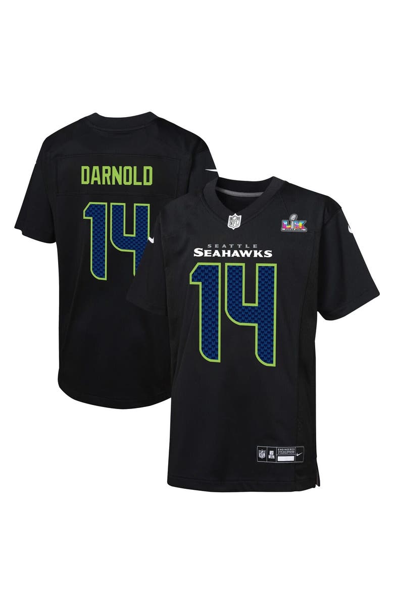 Nike Youth Nike Sam Darnold Black Seattle Seahawks Super Bowl LX Carbon Fashion Game Jersey, Main, color, Black