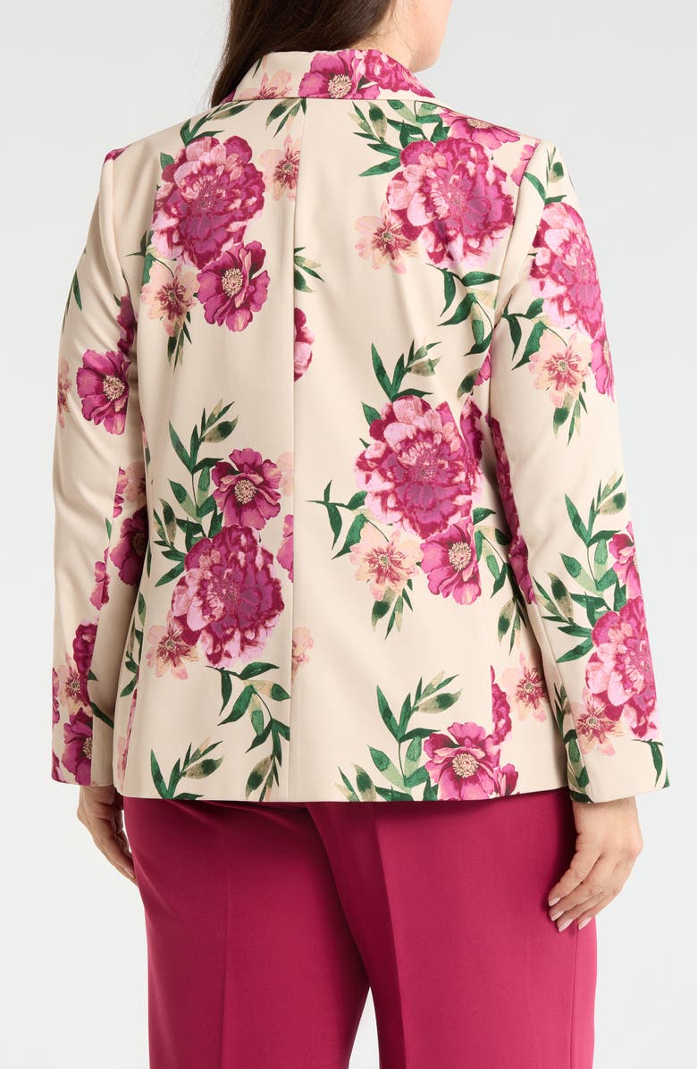 Tahari ASL Print One-Button Blazer, Alternate, color, Sand Berry Floral