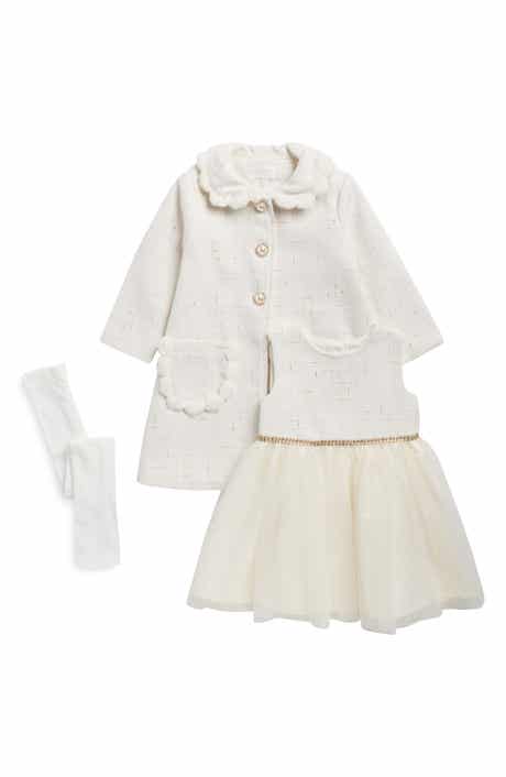 Kids' Boucle Coat, Dress & Tights Set