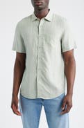 Nordstrom Stripe Short Sleeve Linen Button-Up Shirt