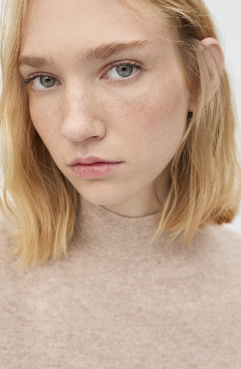 MANGO Cashmere Mock Neck Sweater, Alternate, color, Light/ Pastel Grey