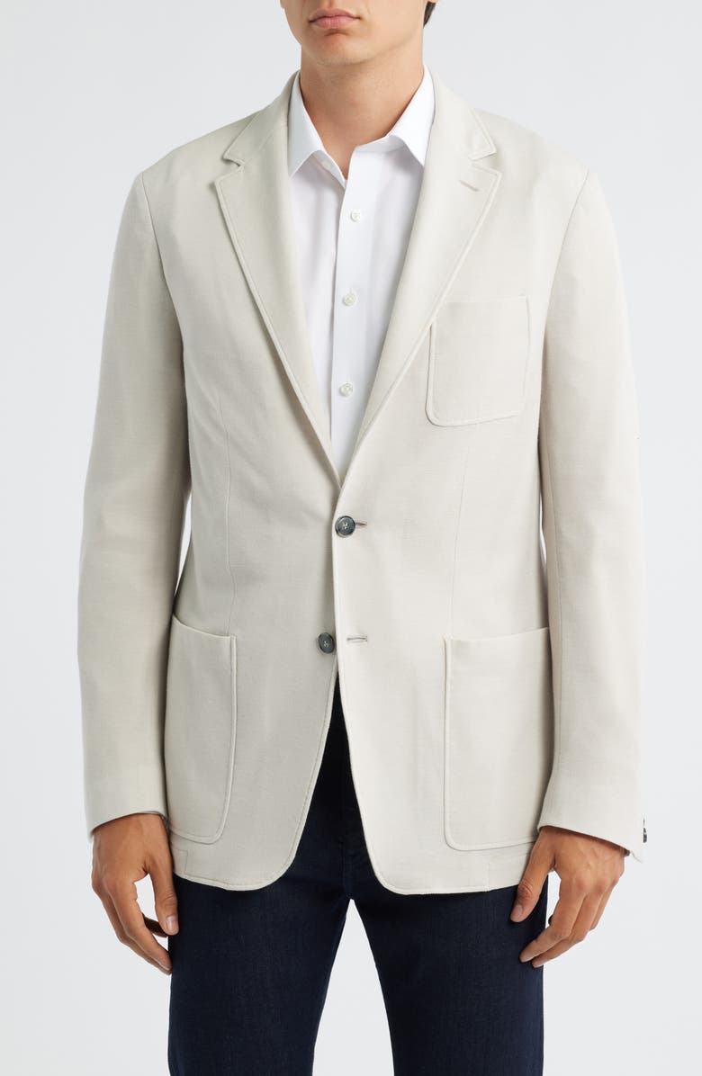 Canali Trim Fit Tan Knit Cotton Blend Sport Coat, Main, color, Natural