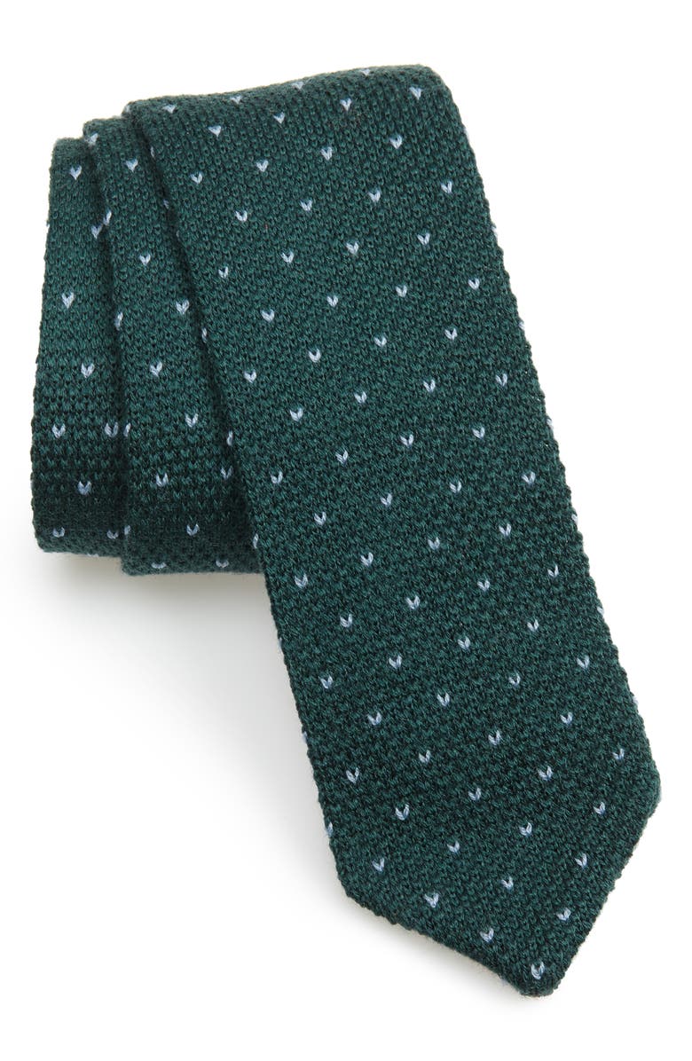 The Tie Bar Birdseye Dot Knit Wool Tie, Main, color, 