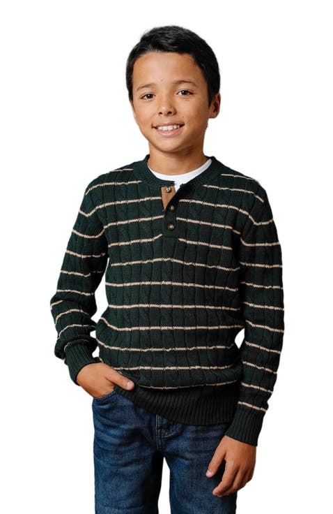 Boys' Organic Sweater Henley with Elbow Patches, Kids