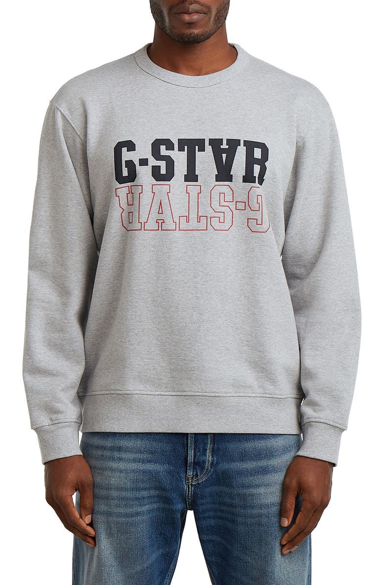 G-STAR Logo Graphic Sweatshirt, Main, color, Medium Grey Heather