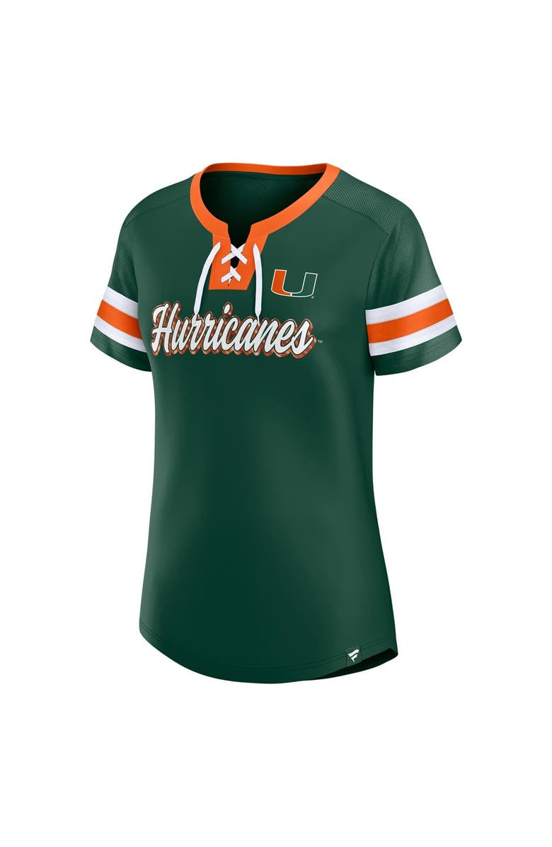 FANATICS Women's Fanatics Green Miami Hurricanes Iconic Athena Lace-Up T-Shirt, Alternate, color, Green