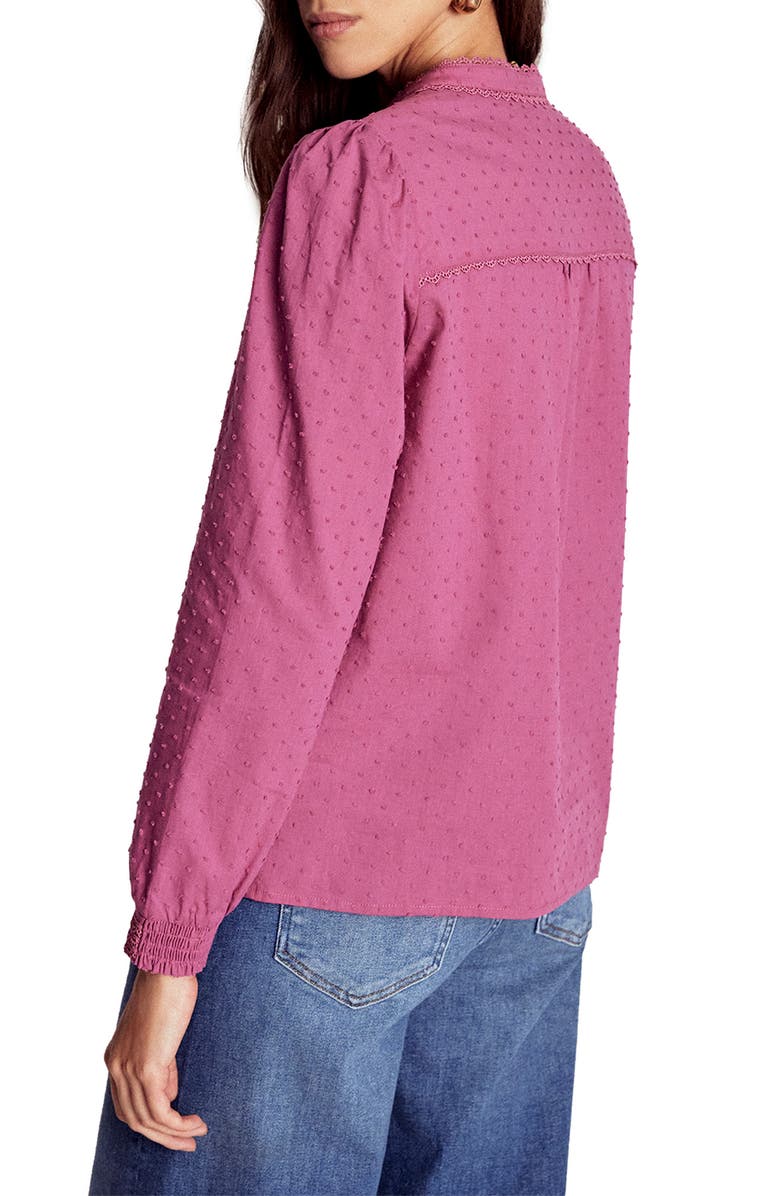 Boden Rhea Long Sleeve Button Front Cotton Dobby Top, Alternate, color, Mauve