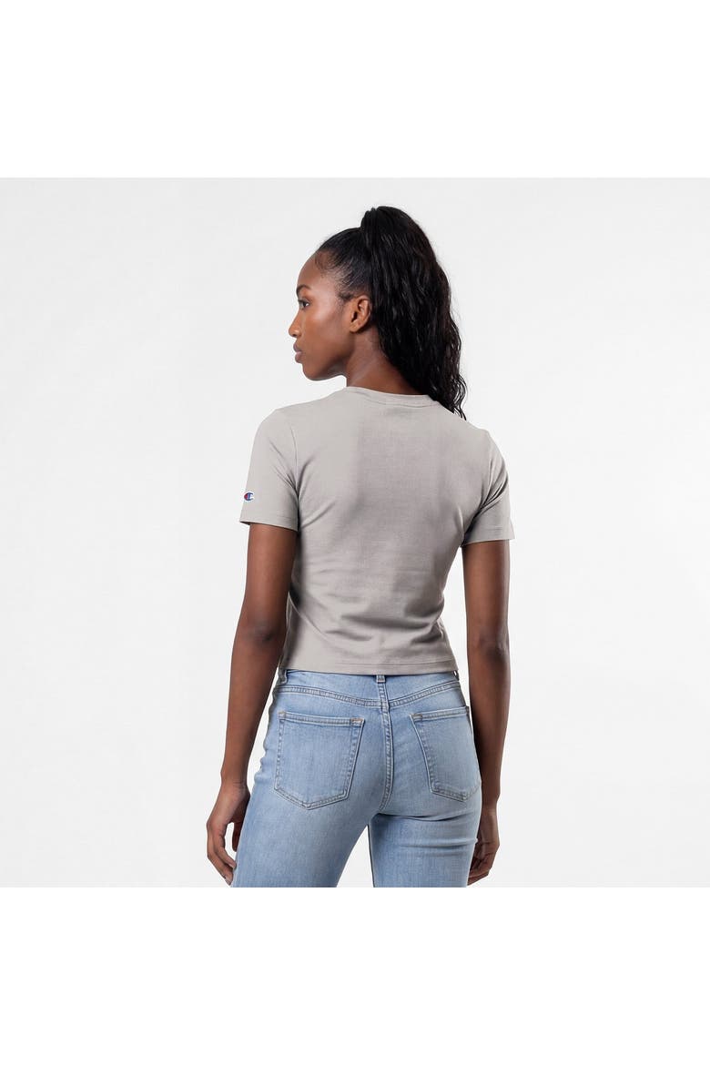 Women's Champion Gray Los Angeles Dodgers Soft-Touch Fitted Cropped T-Shirt, Alternate, color, Gray