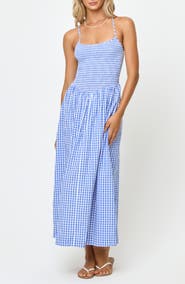 LSPACE Misha Smocked Bodice Cover-Up Cotton Maxi Dress