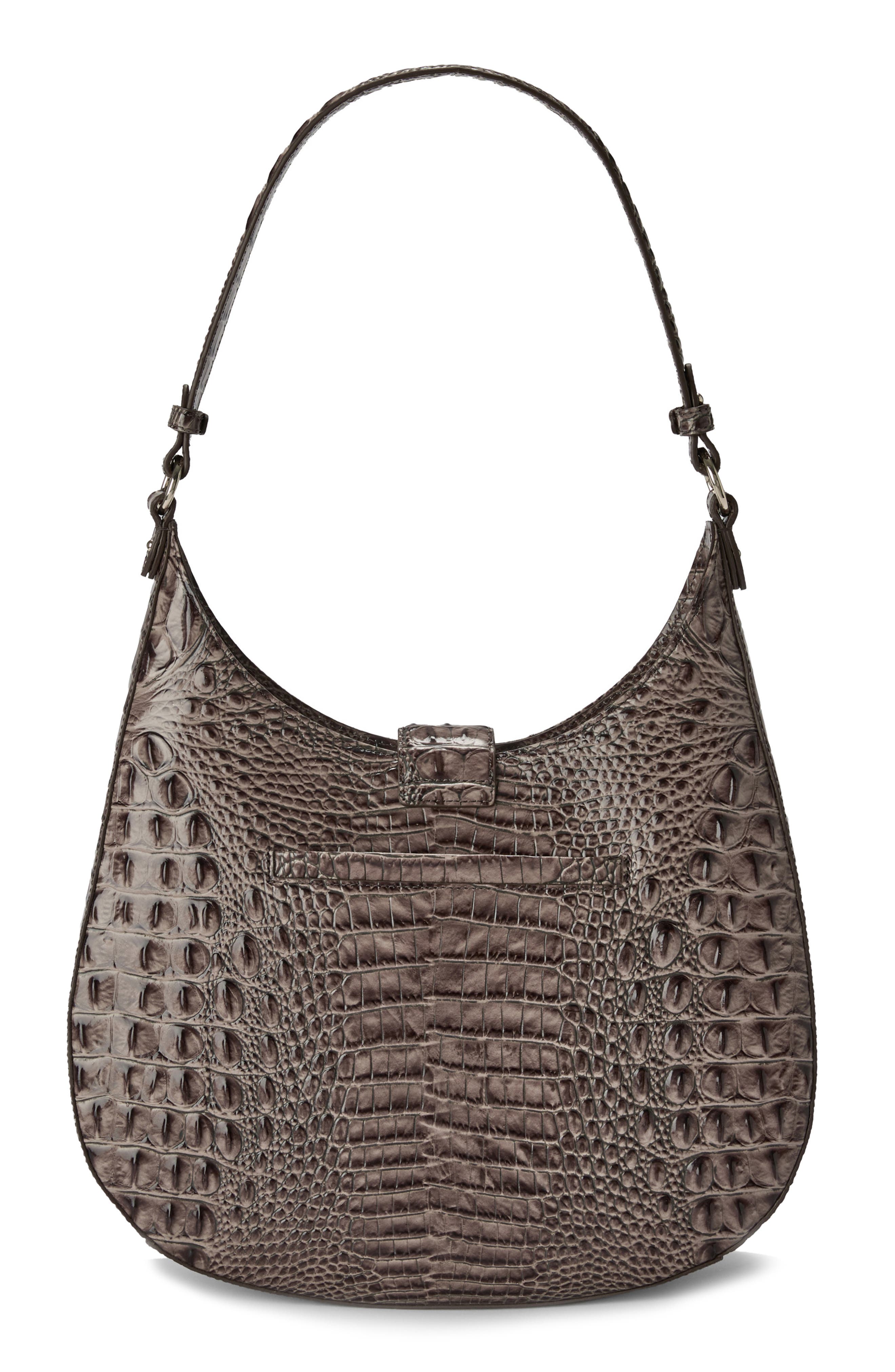 Brahmin Fallon Croc Embossed Leather Shoulder Bag, Alternate, color, Smokey Taupe Melbourne