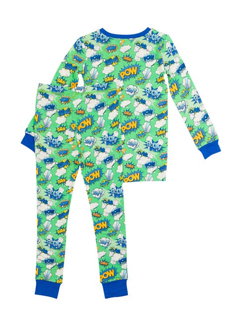 Shop Ruggedbutts Softsnooze Boys Long Sleeve Pajama Set In Boom Pow