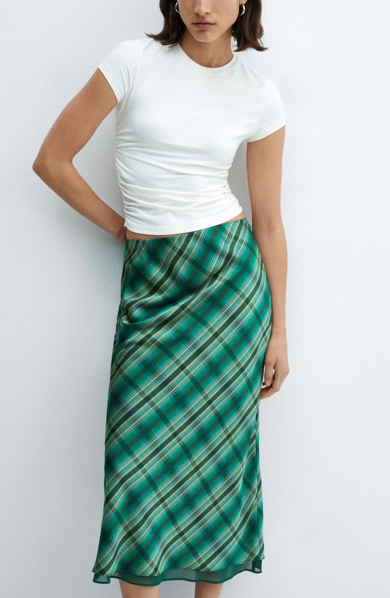MANGO Plaid Midi Skirt, Alternate, color,