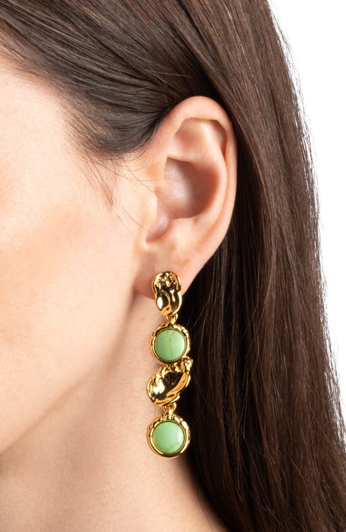 Alexis Bittar Brut Reconstituted Turquoise Coin Linear Drop Earrings In Gold
