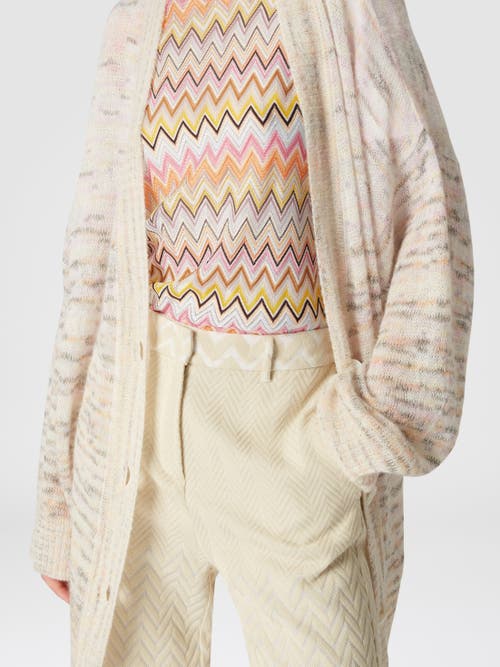 Shop Missoni Oversized Viscose, Alpaca And Wool Cardigan In Orange & Pink