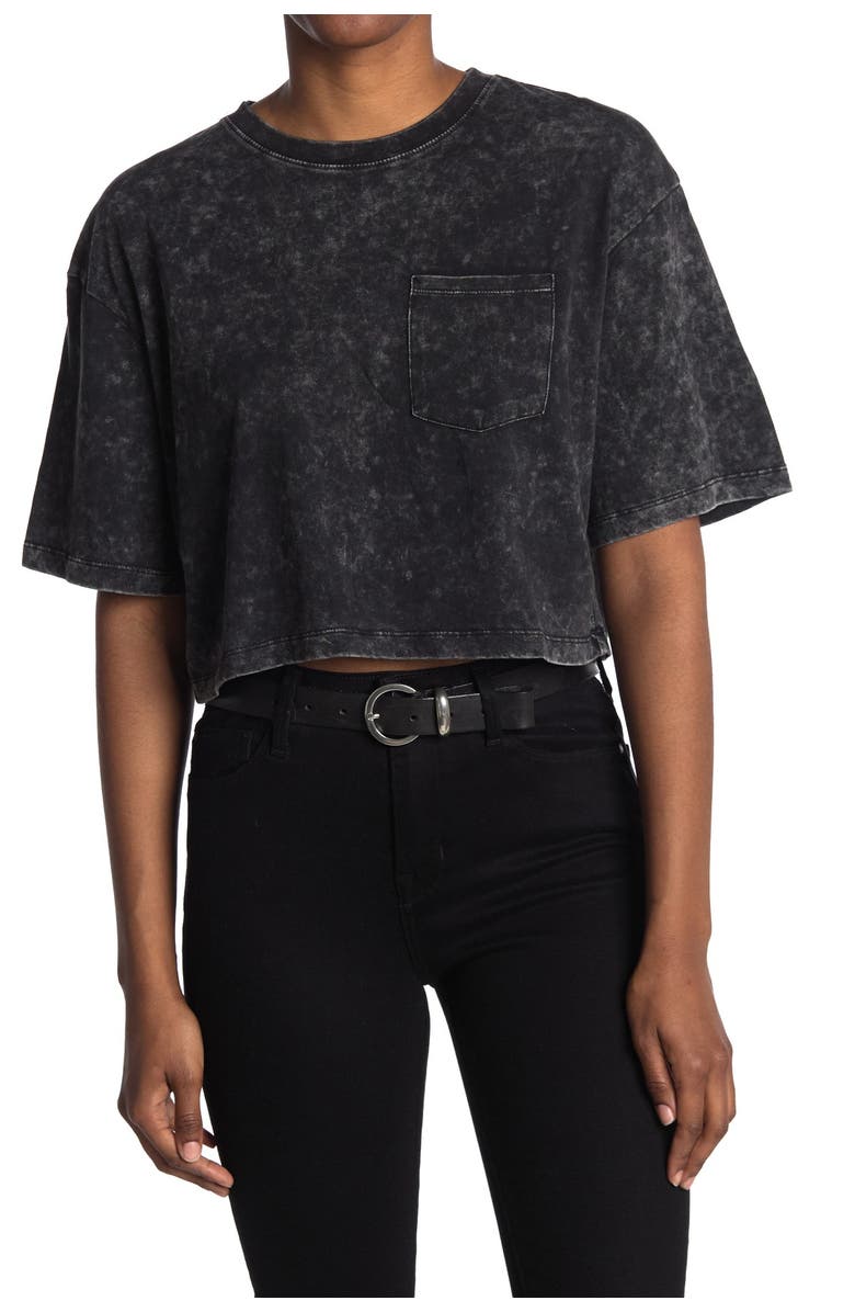 Double Zero Acid Wash Crop T-Shirt, Main, color, 