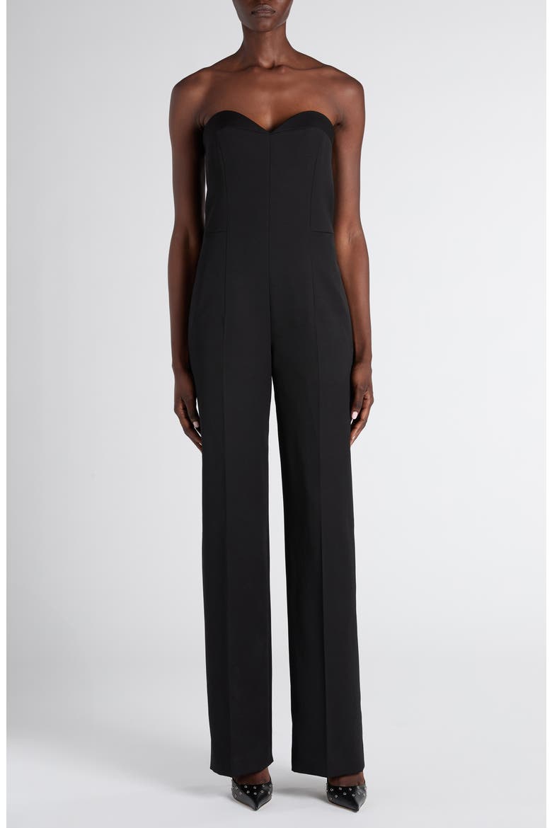 Strapless Wool Corset Jumpsuit, Main, color, BLACK