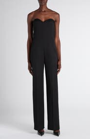 McQueen Strapless Wool Corset Jumpsuit