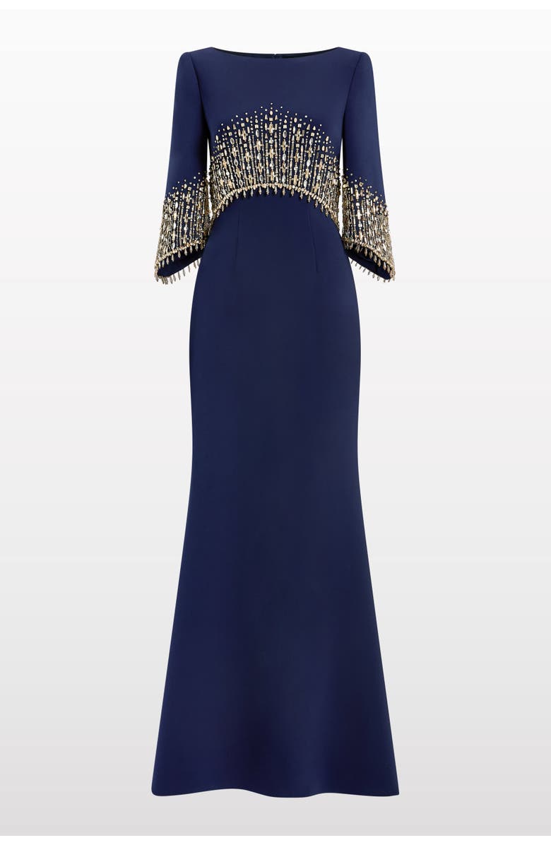 Jenny Packham Electrica Embellished Maxi Dress, Main, color, Midnight Kiss