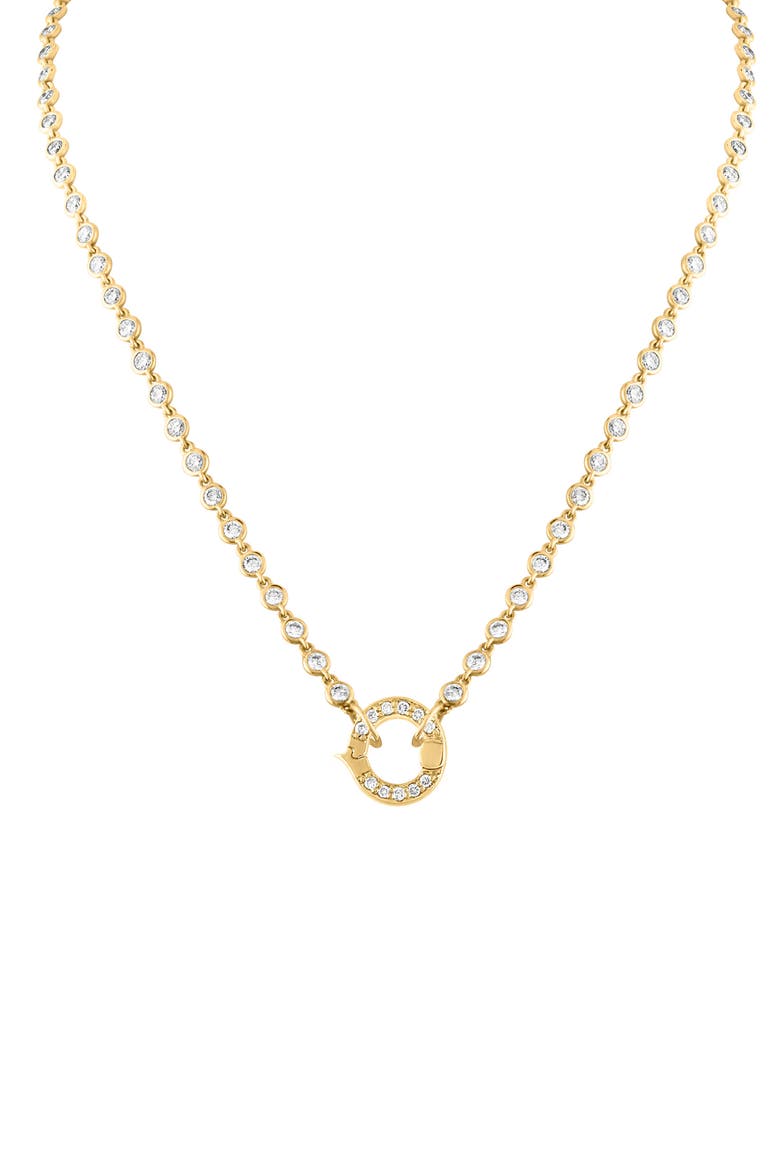 Diamond Bezel Front Closure Necklace, Main, color, YELLOW GOLD/ DIAMOND