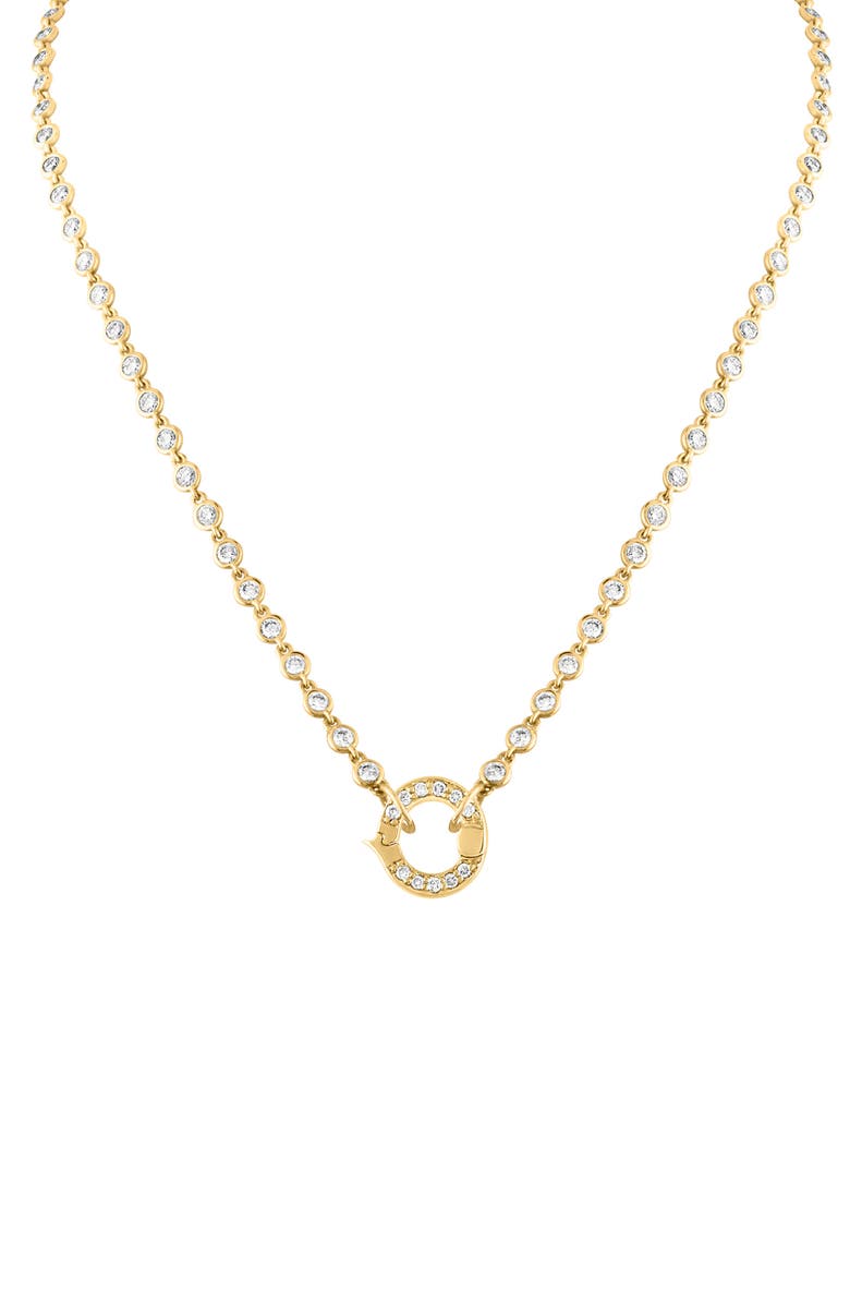 EDEN PRESLEY Diamond Bezel Front Closure Necklace, Main, color, Yellow Gold/ Diamond