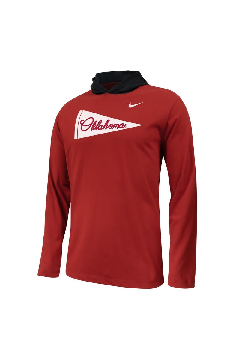 Nike Youth Nike Crimson Oklahoma Sooners Sideline Performance Long Sleeve Hoodie T-Shirt, Alternate, color, Crimson