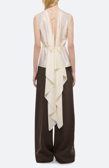 Scarf Drape Detail Reversible Silk Top