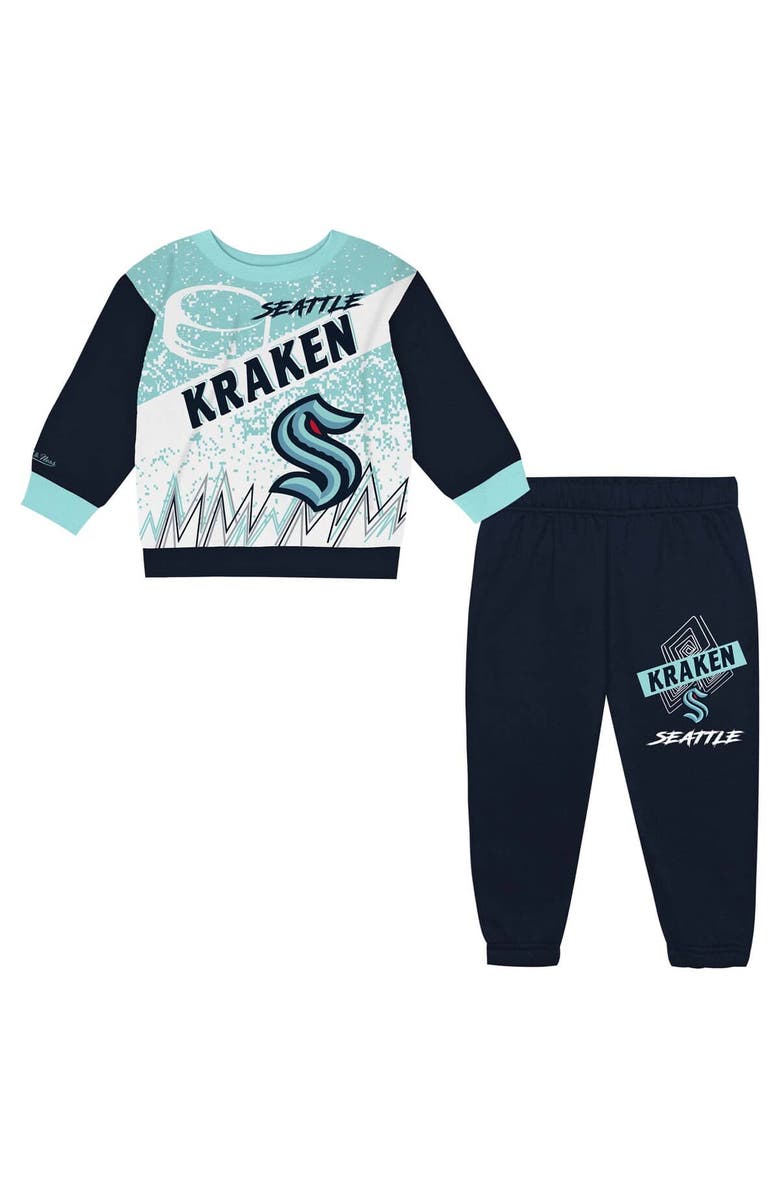 Mitchell & Ness Toddler Mitchell & Ness Seattle Kraken Two-Piece Oversized Block Buster Fleece Sweatshirt & Pants SetSet, Main, color, Navy