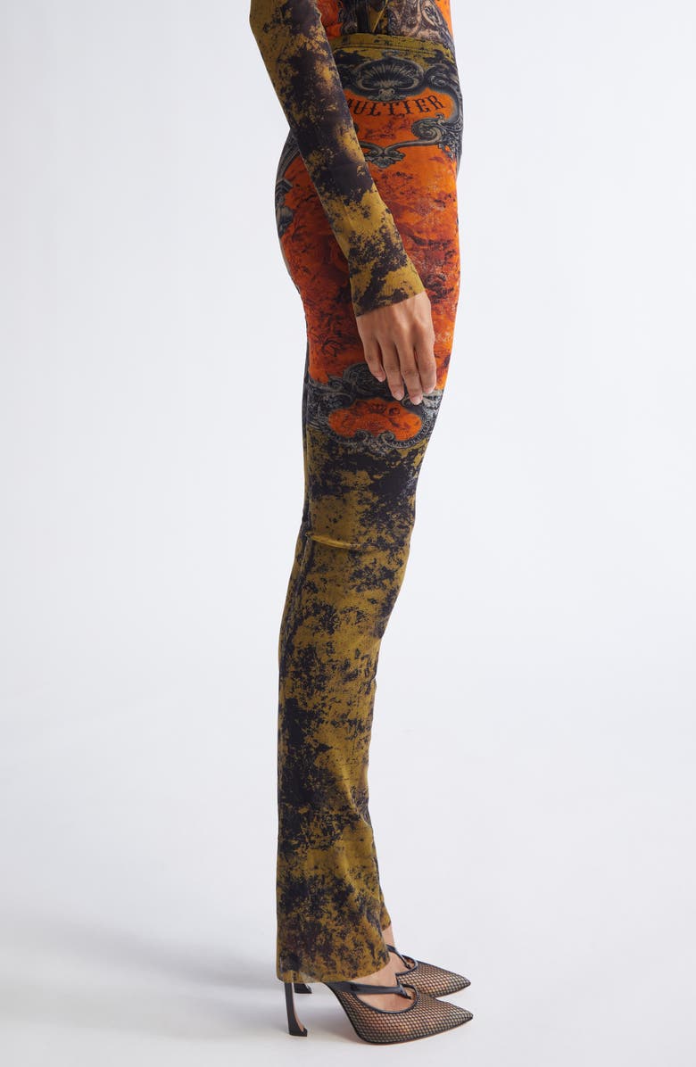 Jean Paul Gaultier Medallion Print Mesh Trousers, Alternate, color, 