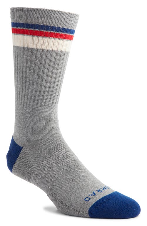 COMRAD Stripe Cotton Blend Crew Socks in Grey/Blue 