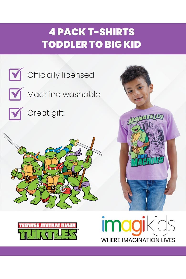 4-Pack T-Shirts, Alternate, color, Blue Purple Red Gray