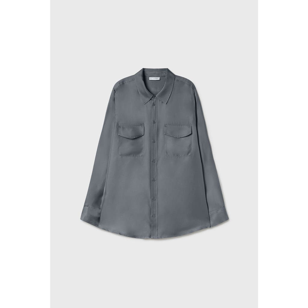 Silk Laundry Twill Boyfriend Shirt Slate In Slate