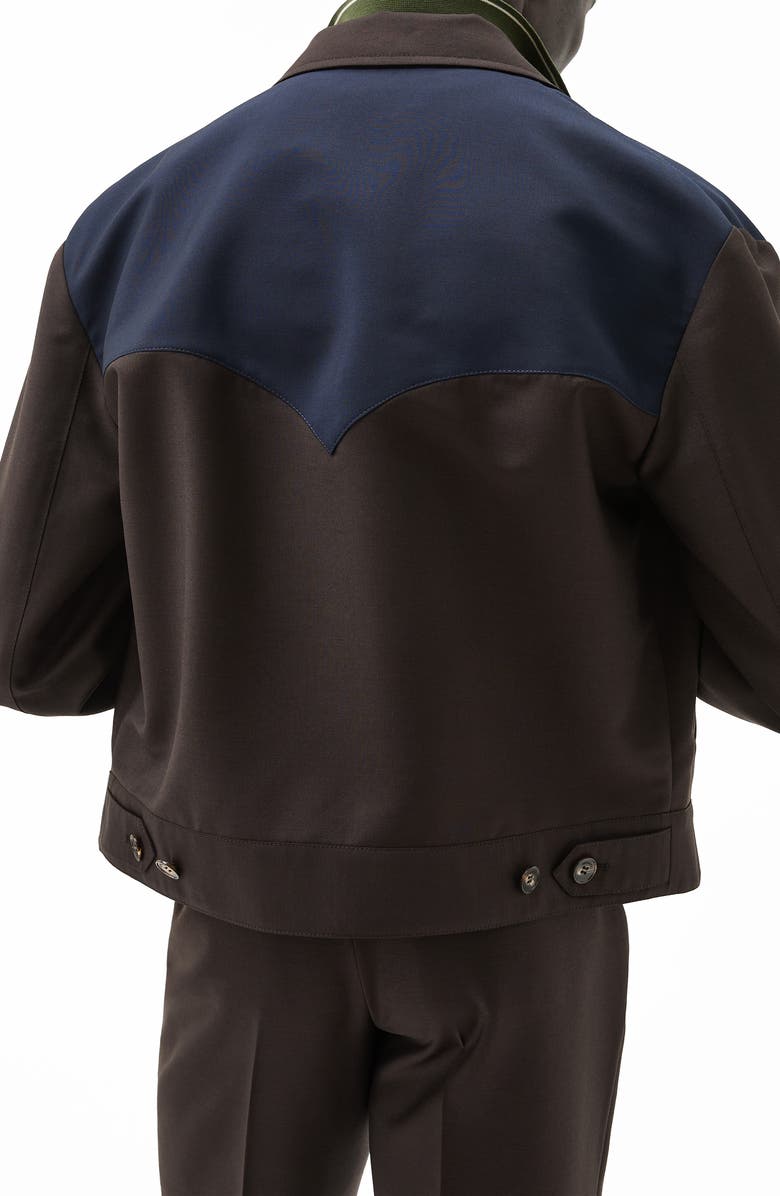 Versace Wool & Mohair Western Jacket, Alternate, color, Dark Chocolate Dark Navy