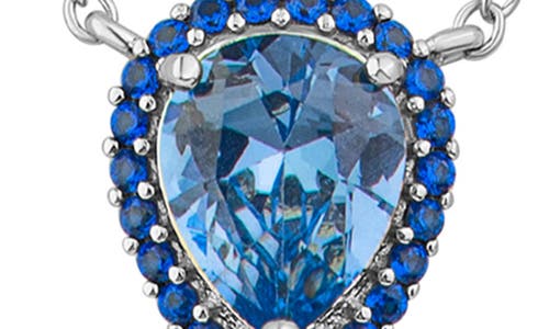 Kenneth Jay Lane Blue Pear Cut Cubic Zirconia Halo Pendant Necklace