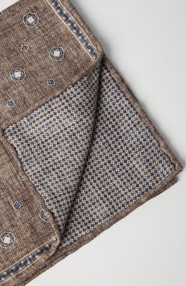 Brunello Cucinelli Double-face pocket square, Alternate, color, Light Brown