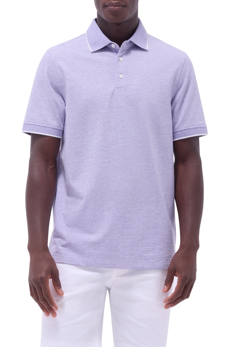 Tipped Contrast Collar Polo, Main, color, LILAC