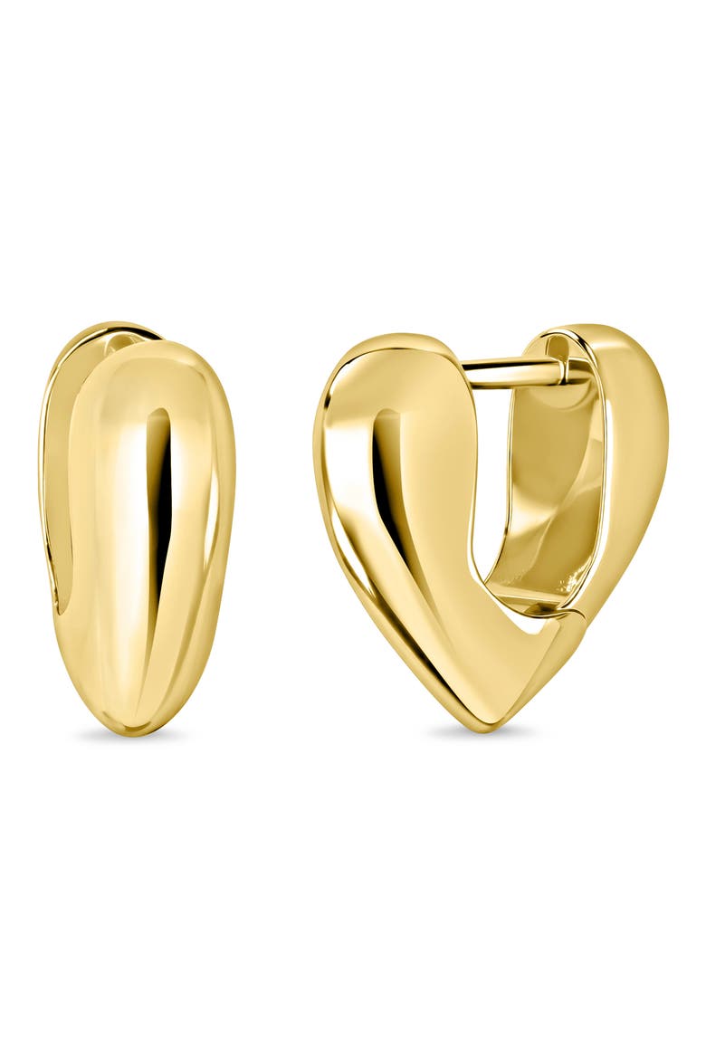 14k Gold Heart Huggie Earrings, Main, color, 14KY