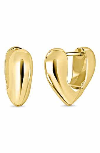 14k Gold Heart Huggie Earrings