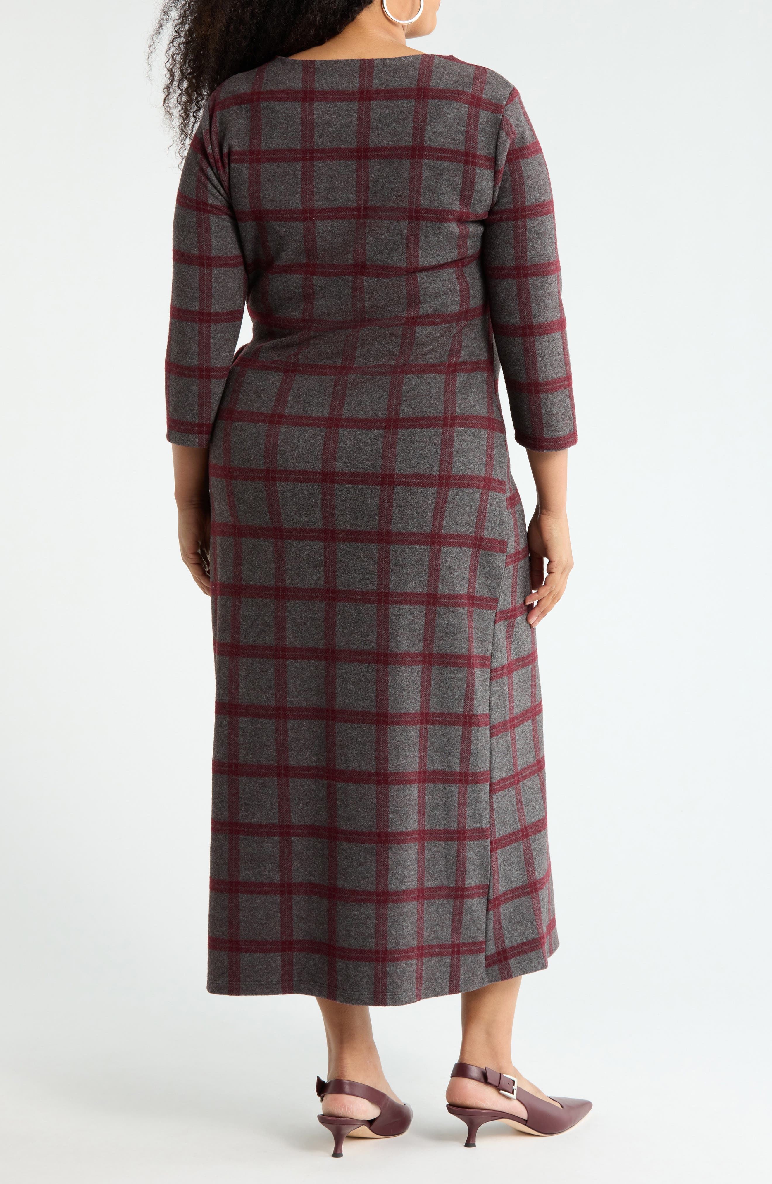 Plaid Boat Neck Maxi Dress - image 2