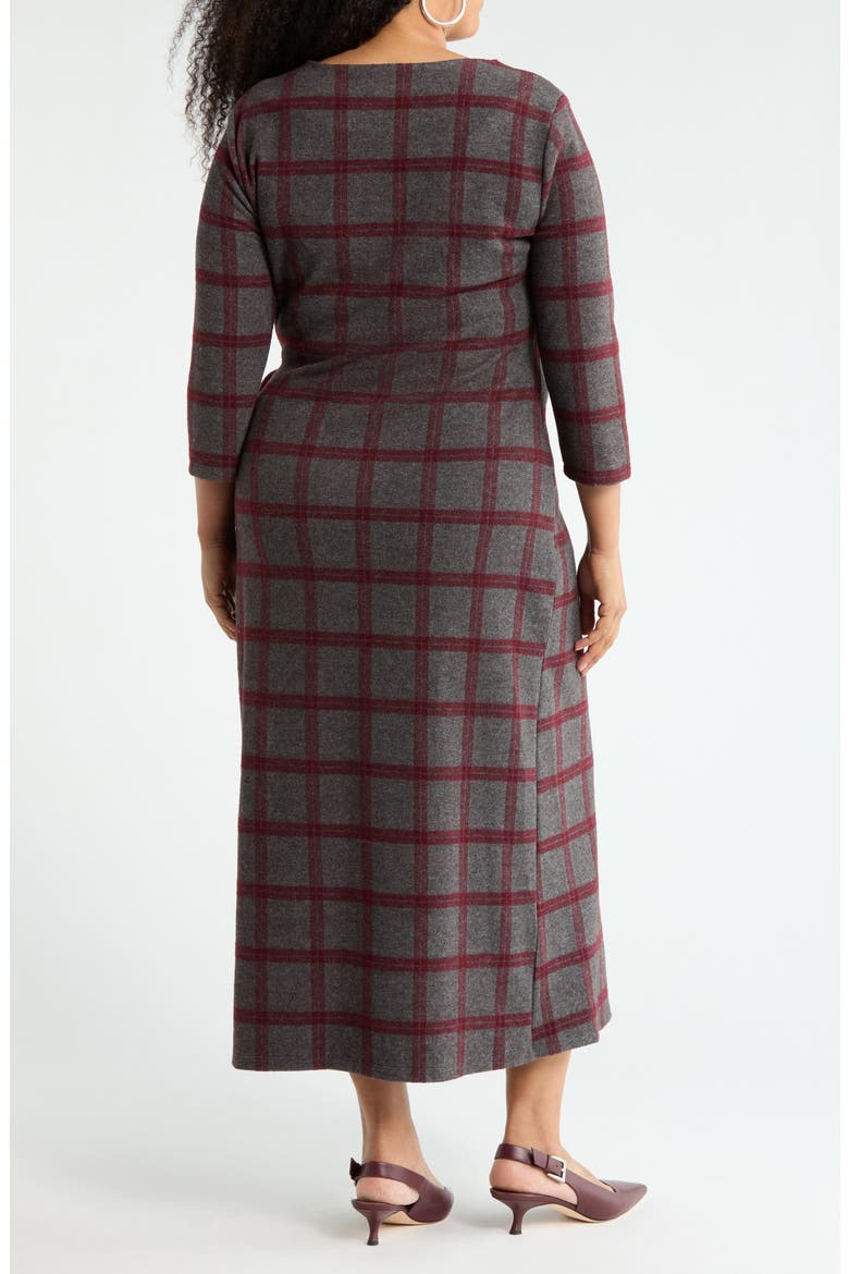 Plaid Boat Neck Maxi Dress, Alternate, color, CHARCOAL