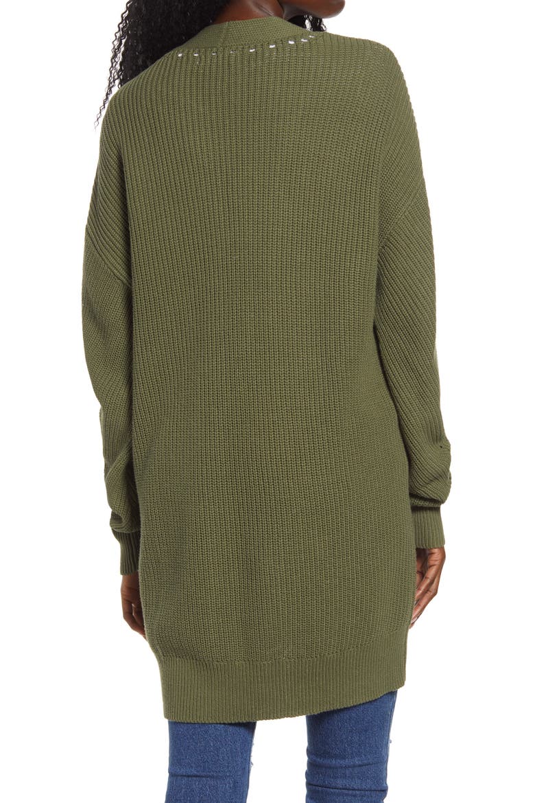 Open Stitch Cardigan, Alternate, color, OLIVE BRANCH