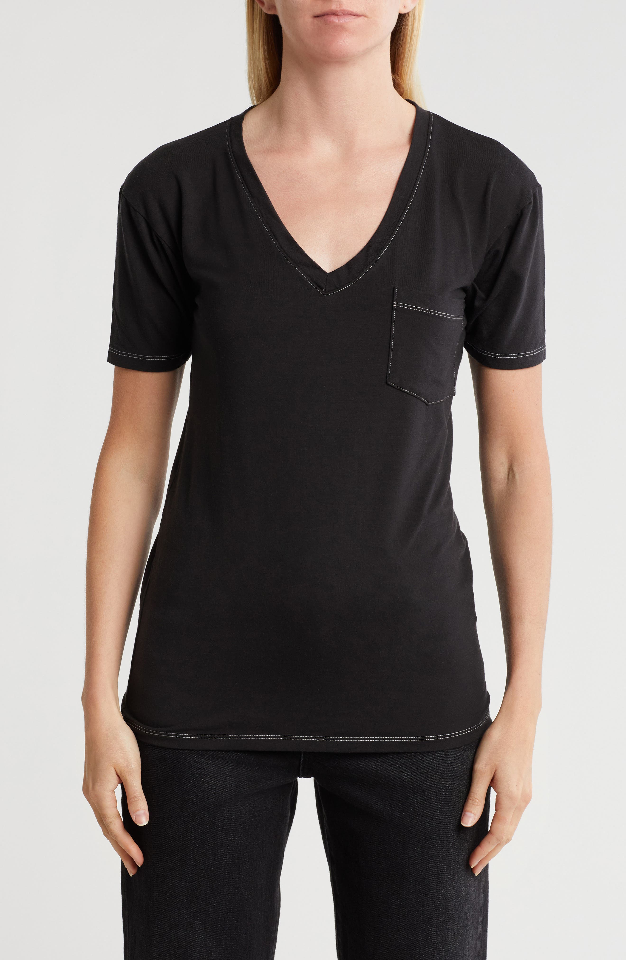 GO COUTURE V-Neck Pocket T-Shirt