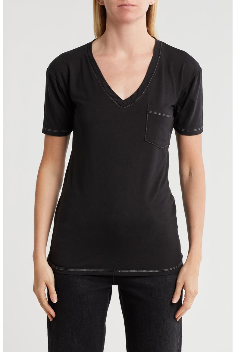 V-Neck Pocket T-Shirt, Main, color, BLACK