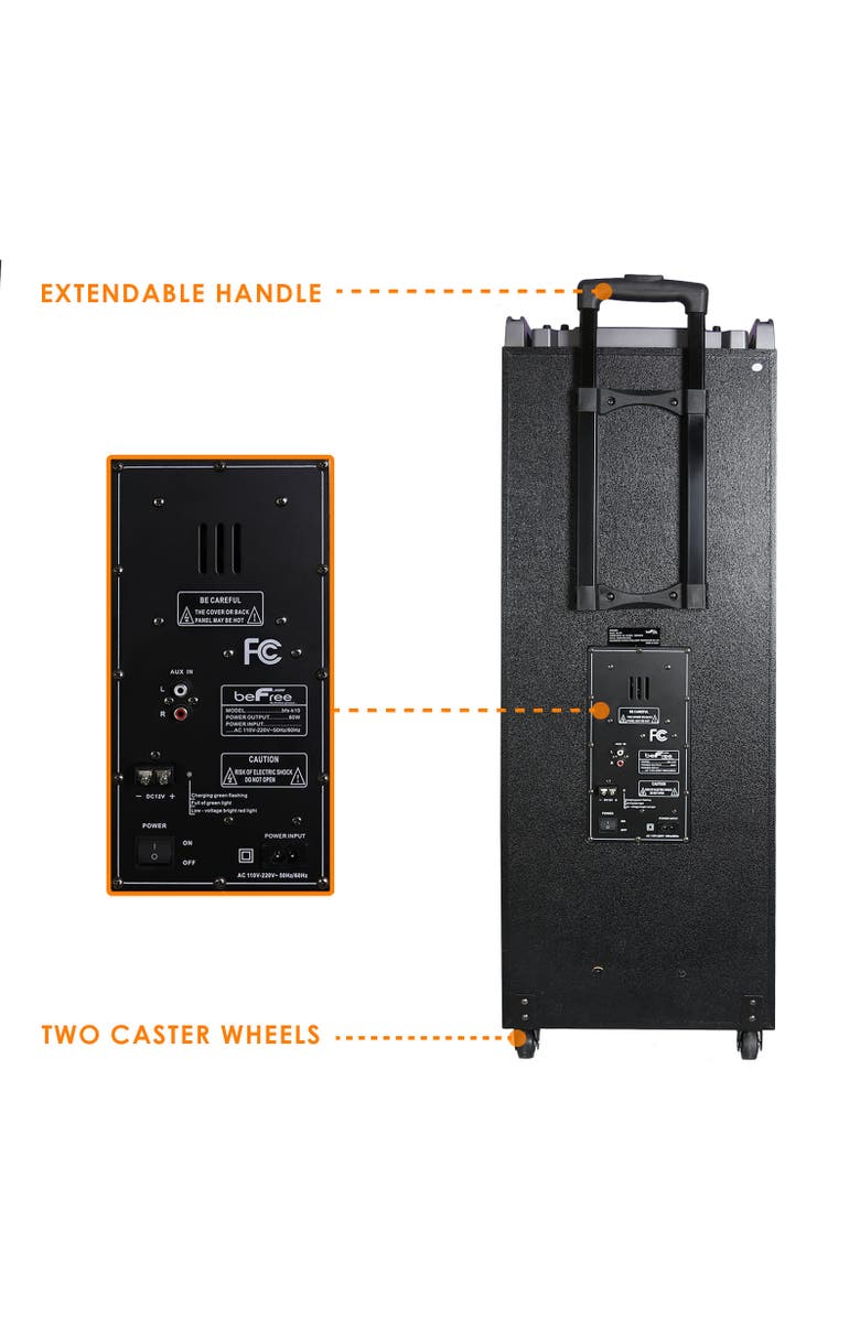 Befree Sound 700W Dual 10in Subwoofer Bluetooth Portable Party Speaker with Sound Reactive Lights, Alternate, color, Grey