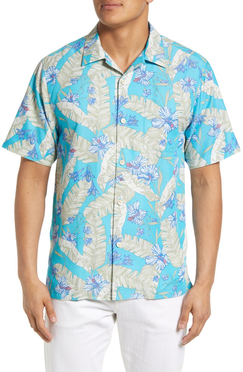 Tommy Bahama Coconut Point Hibiscus Short Sleeve Button-Up Shirt, Main, color,