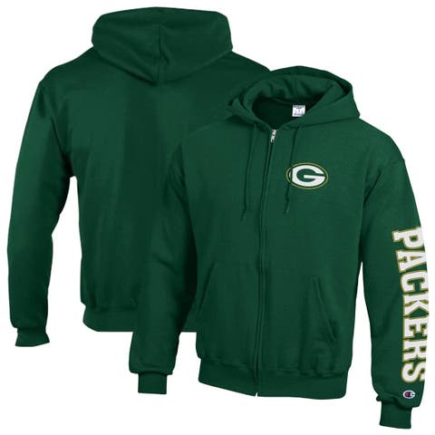 Men's Champion  Green Green Bay Packers Powerblend Fleece Full-Zip Hoodie