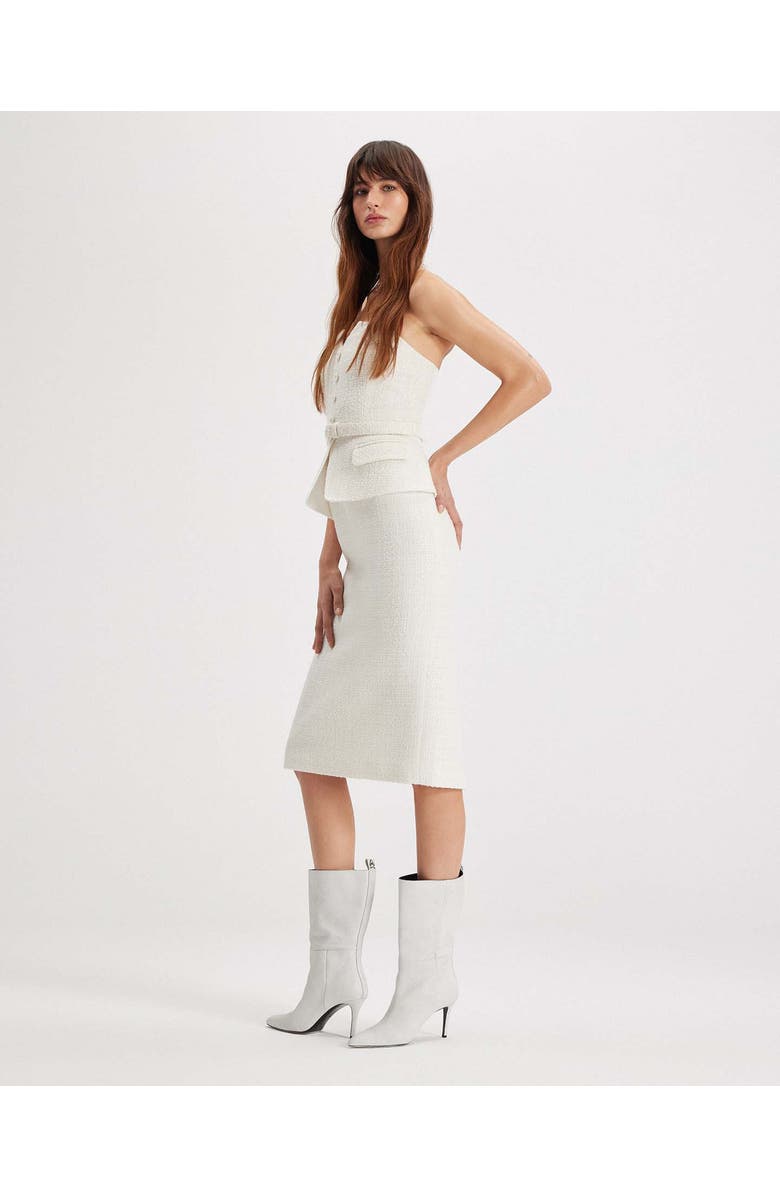 THEO The Label Melia Tweed Bustier Strapless Dress, Alternate, color, Ivory