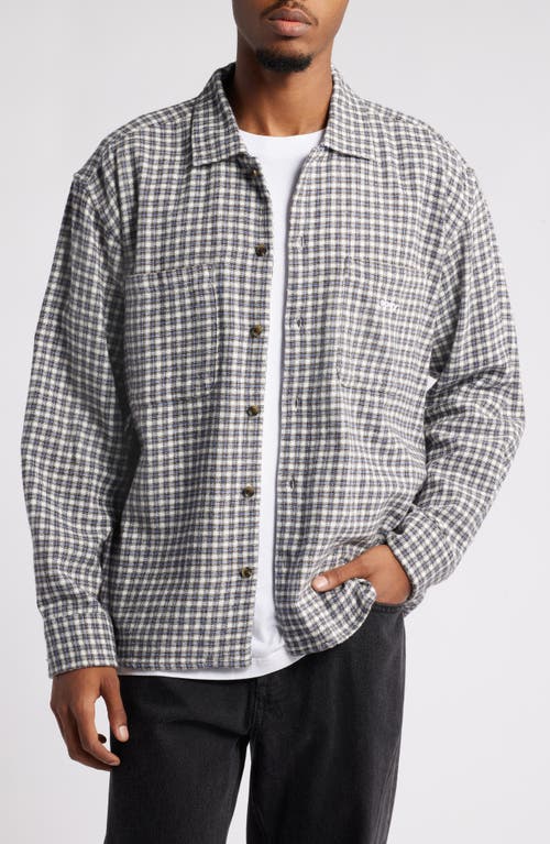 Obey Bigwig Radio Check Cotton Button-Up Shirt in Unbleached Multi 