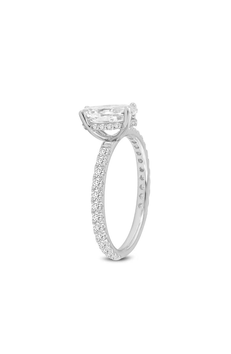 LuvMyJewelry Isidora 14K White Gold Oval Lab Grown Diamond Hidden Halo Engagement Ring - 3.5 Ct, Alternate, color, 14K White Gold