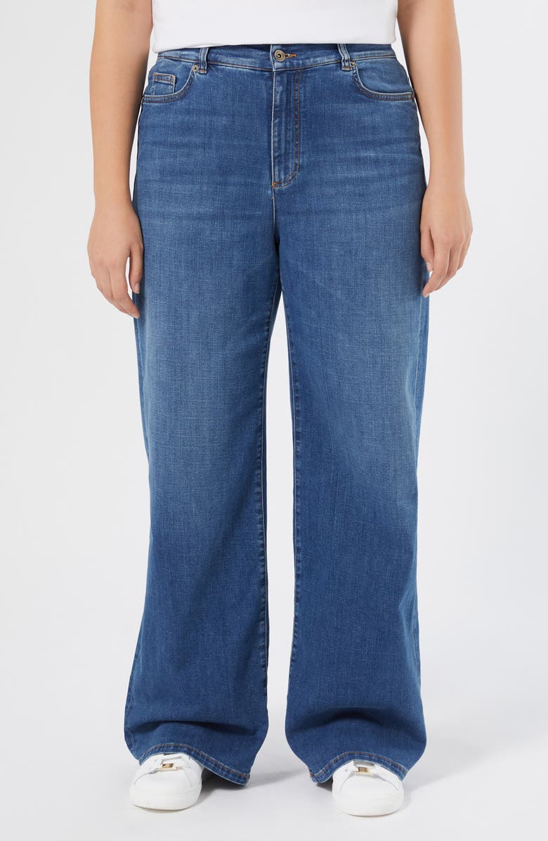 Marina Rinaldi Fida Wide Leg Jeans, Main, color, Navy