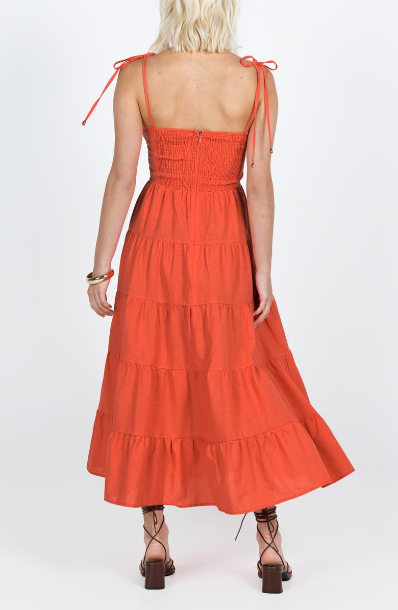 Princess Polly Chavez Tie Strap Tiered Maxi Dress, Alternate, color, Medium Red